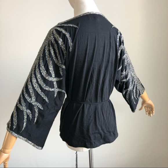 Beyond Vintage Beaded Sequin Black Top - Picture 6 of 8